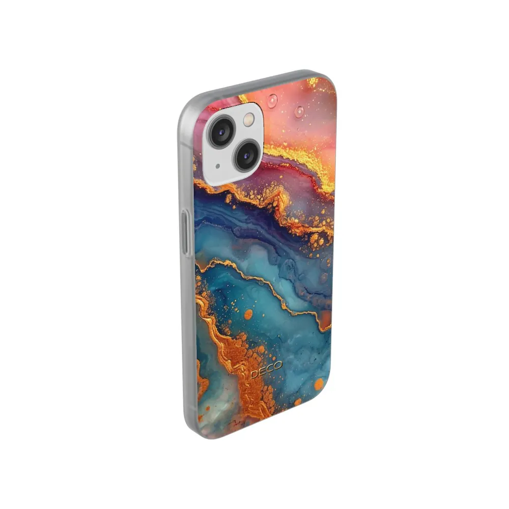Pastel Rainbow & Gold Watercolor Marble Phone Case