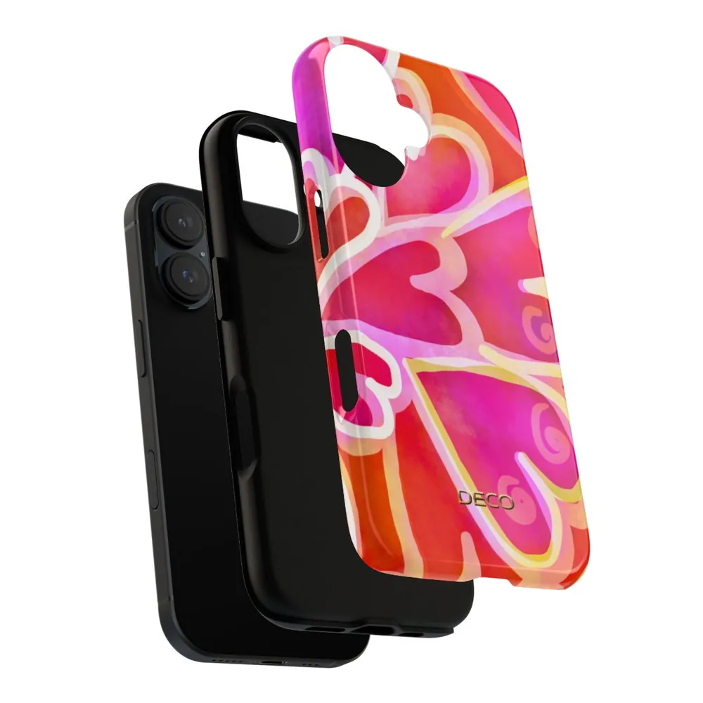 Painted Hearts Watercolor Tough Phone Case