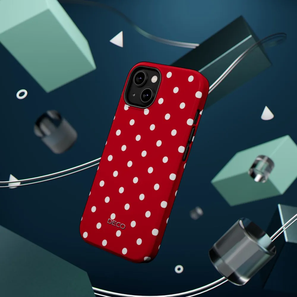 Red & White Polka Dots MagSafe Impact-Resistant Phone Case