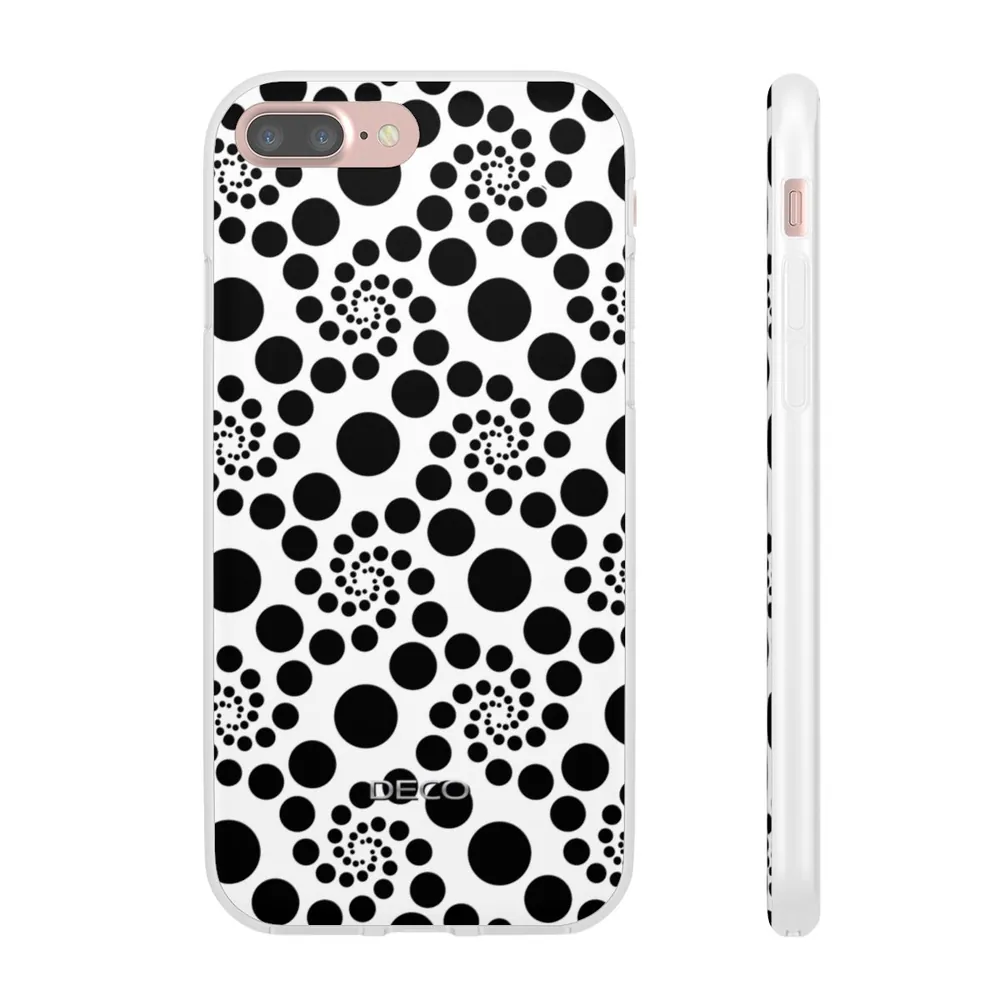 White & Black Twirly Polka Dots Phone Case