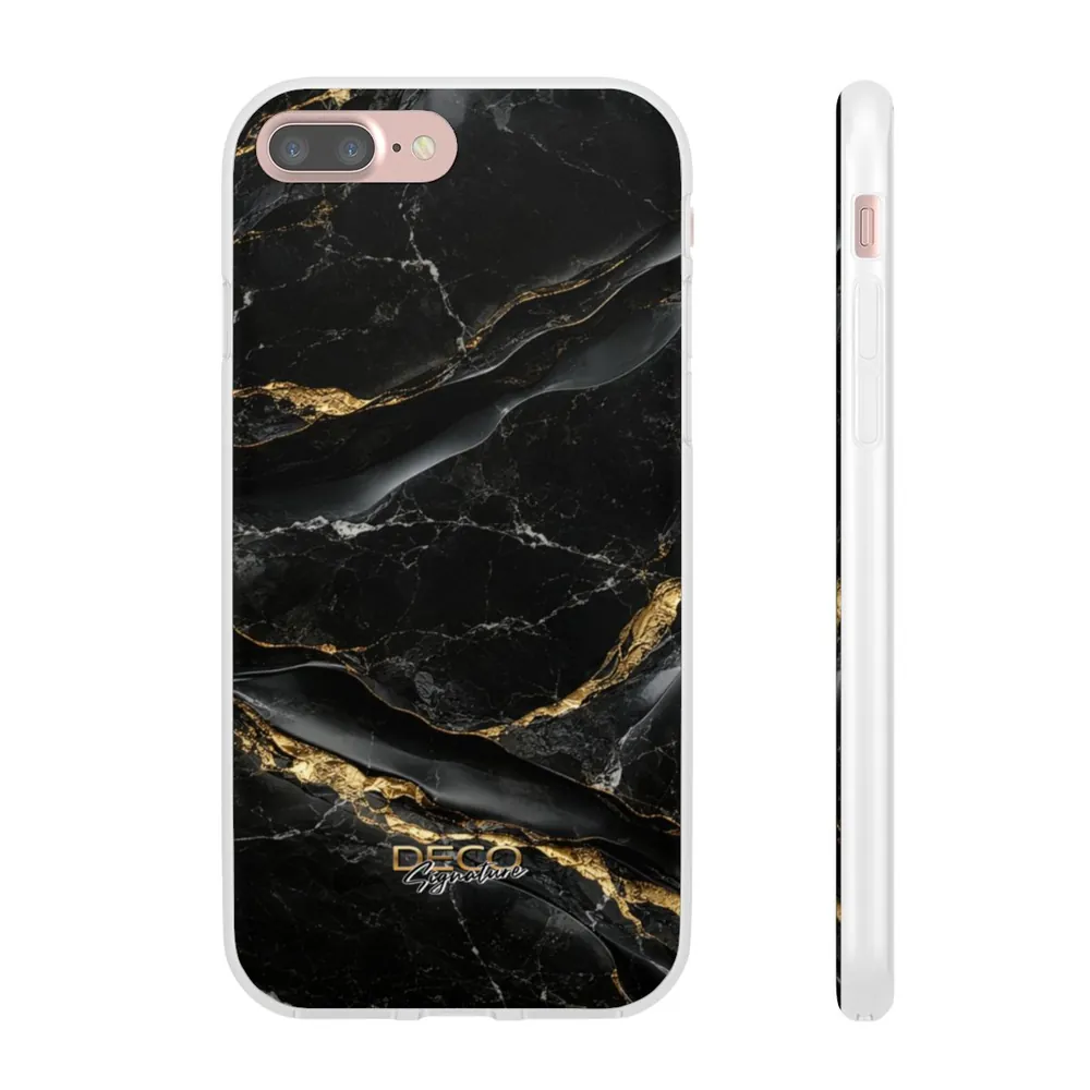 Luxury Black & Gold Textured Marble DECO Signature Phone Case