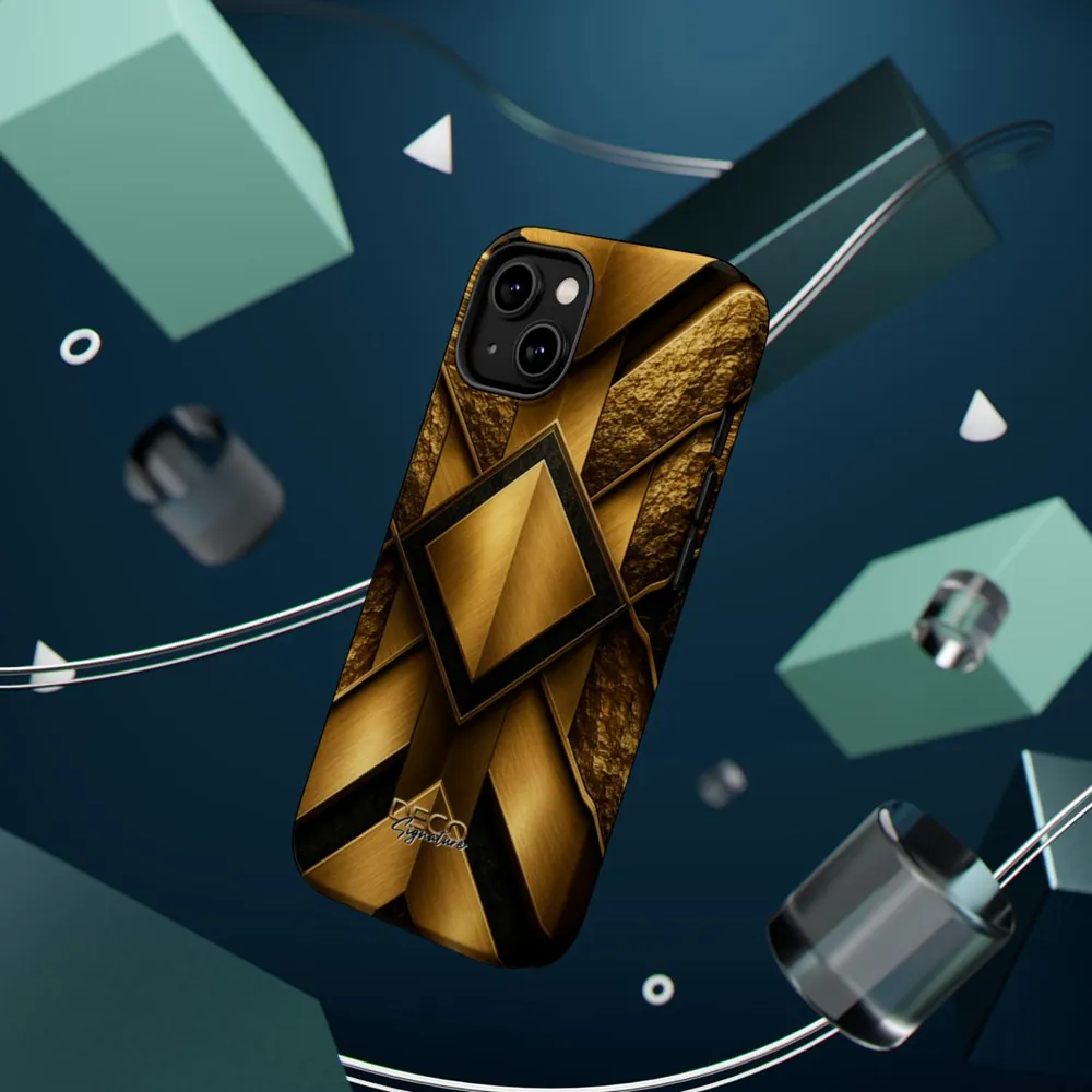 Luxury Textured Gold DECO Signature MagSafe Impact-Resistant Phone Case