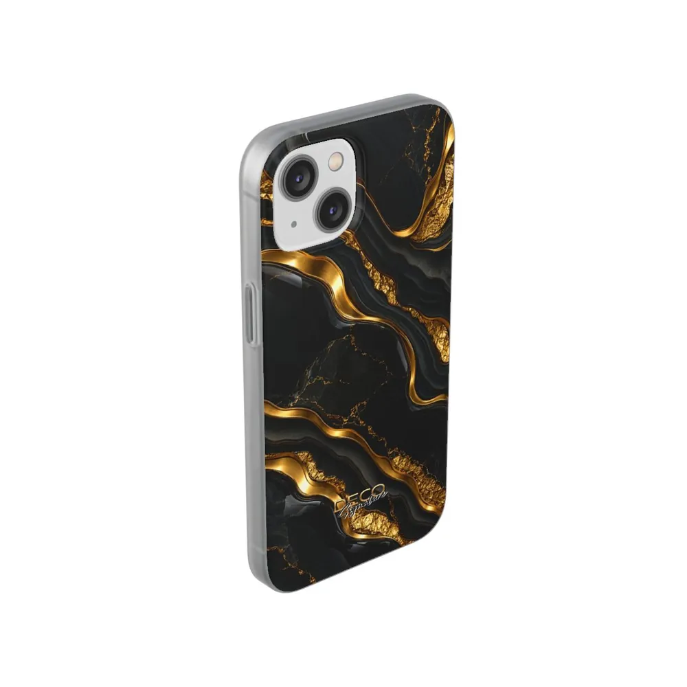 Luxury Textured Black Onyx & Gold DECO Signature Phone Case