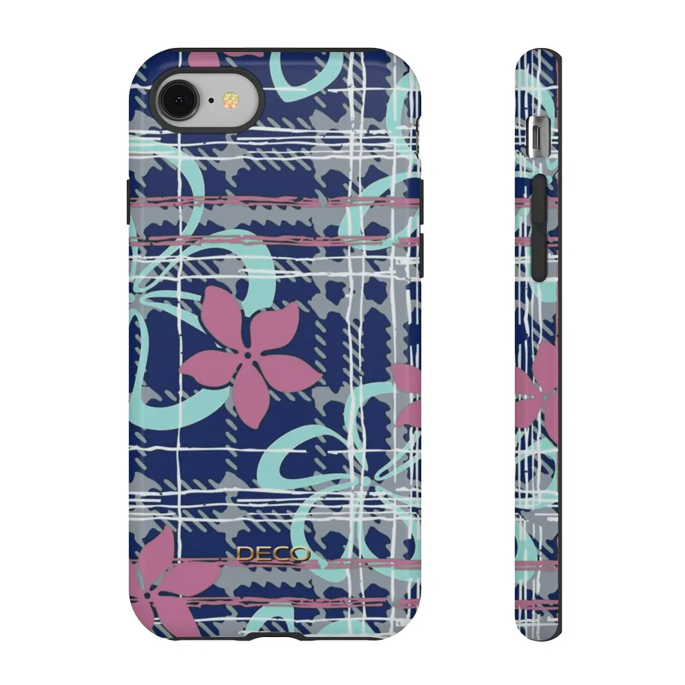 Digital Floral Plaid Tough Phone Case