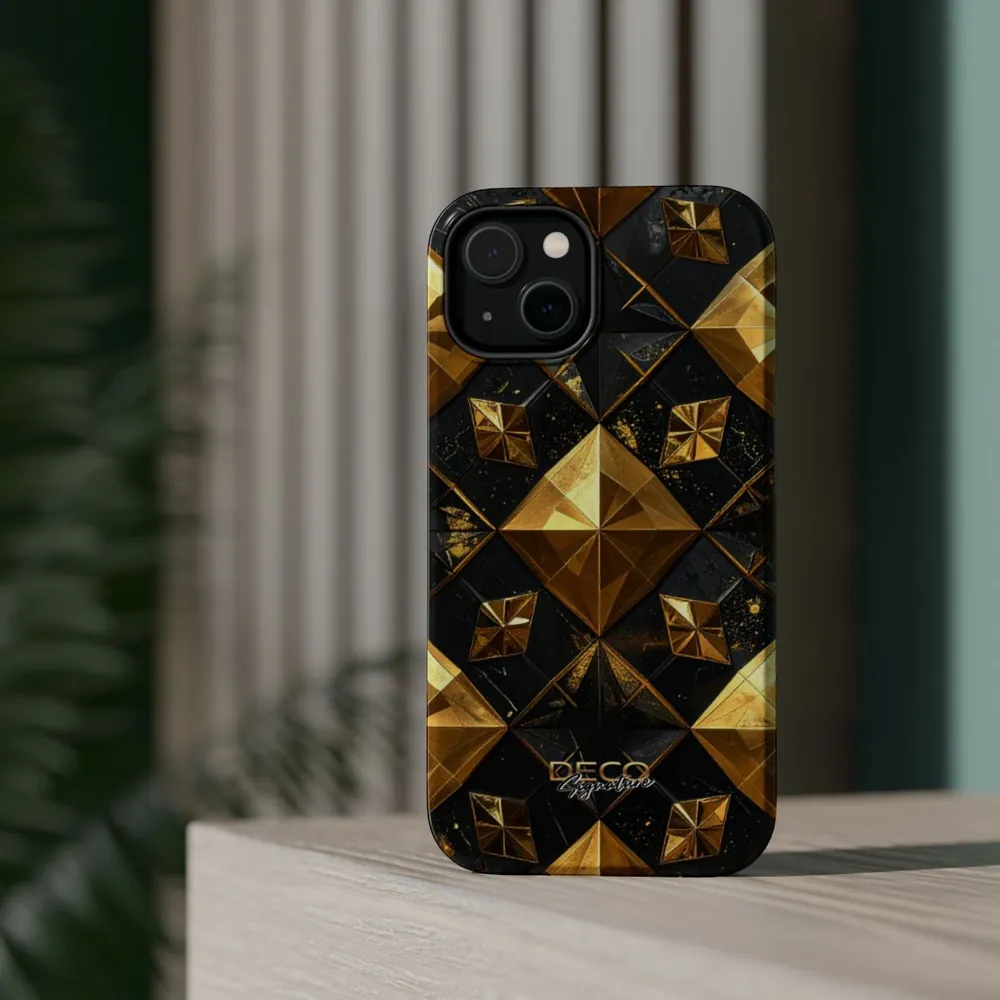 Luxury Black & Gold Tile DECO Signature MagSafe Impact-Resistant Phone Case