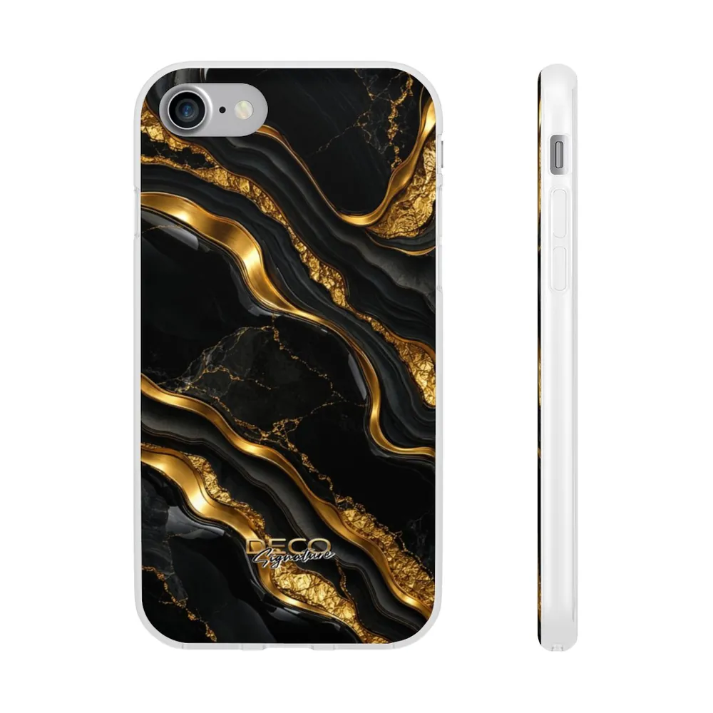 Luxury Textured Black Onyx & Gold DECO Signature Phone Case