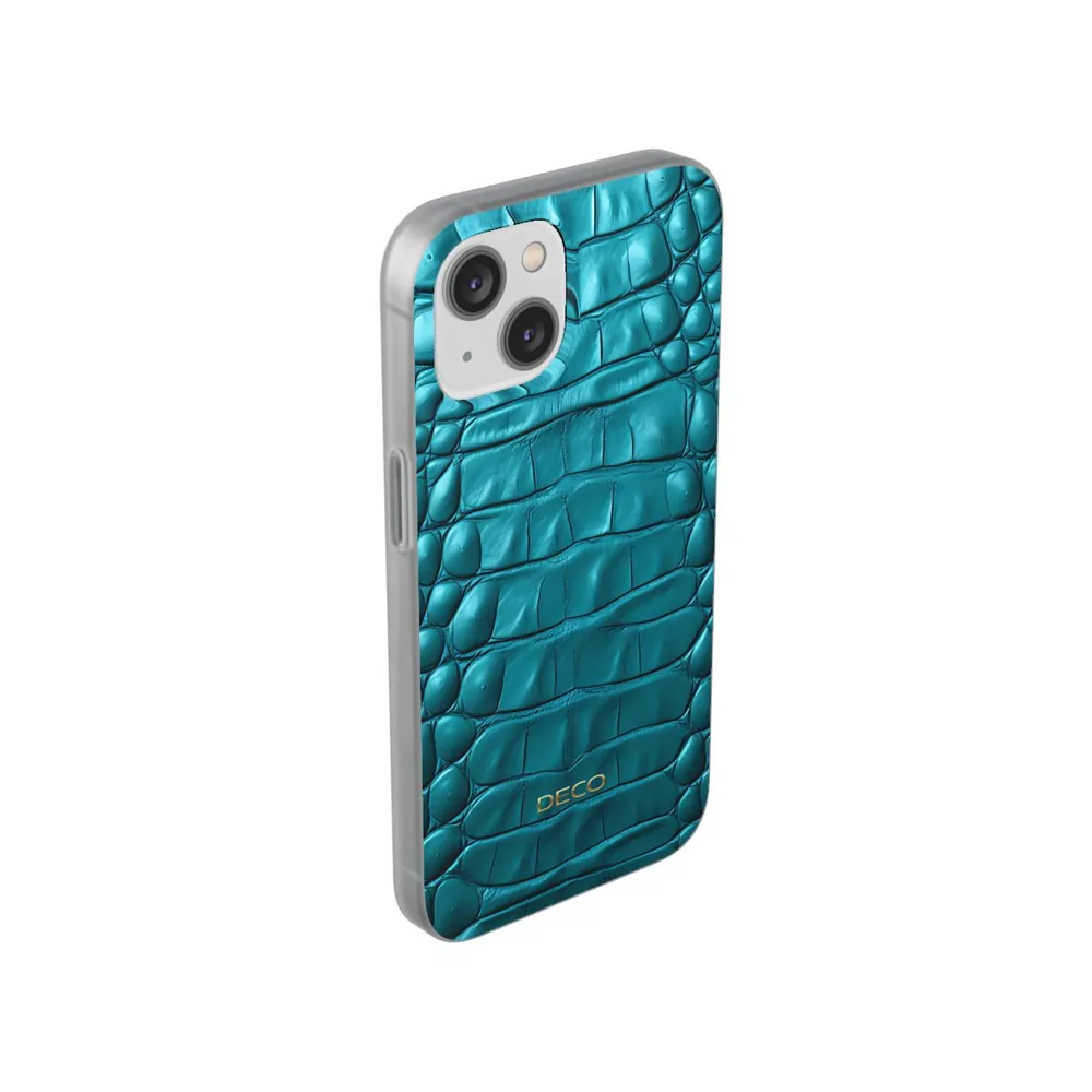 Teal Crocodile Skin Phone Case