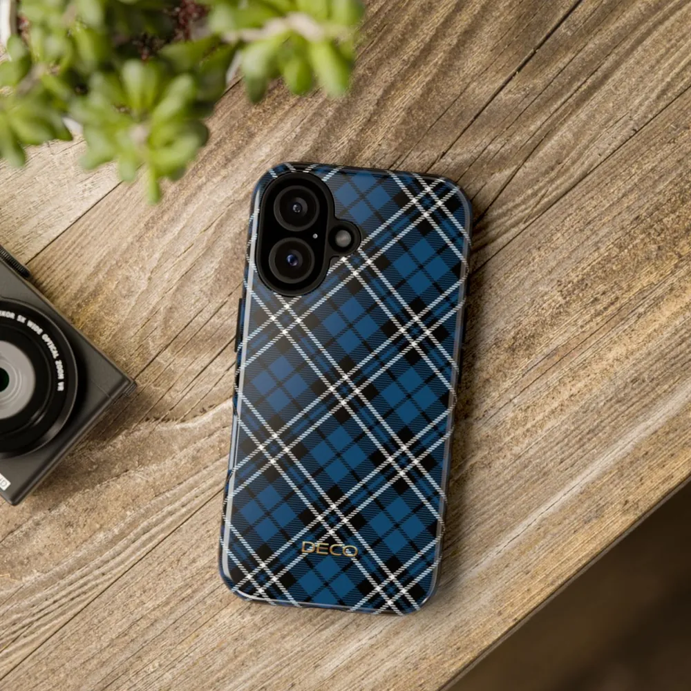 Blue Diagonal Tartan Plaid Tough Phone Case