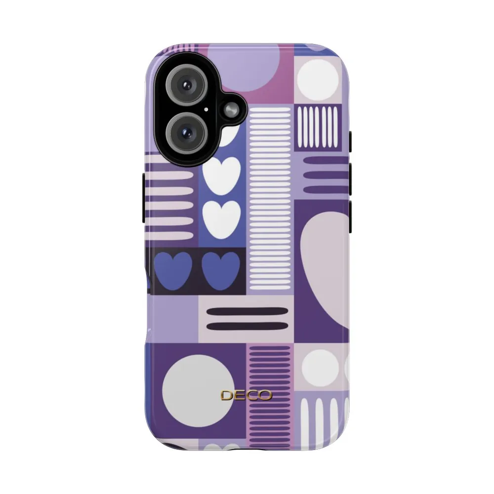 Deep Purple Graphic Hearts Tough Phone Case
