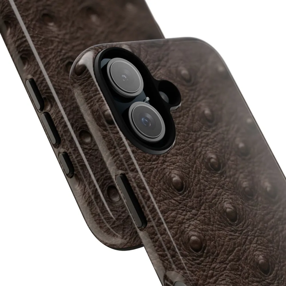 Brown Ostrich Skin Tough Phone Case