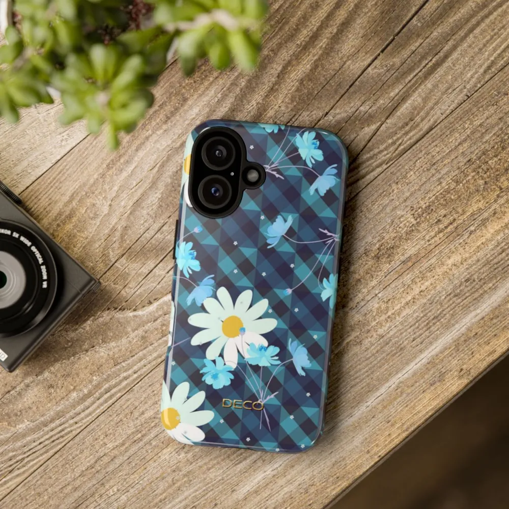 Daisy Blue Gingham Plaid Tough Phone Case