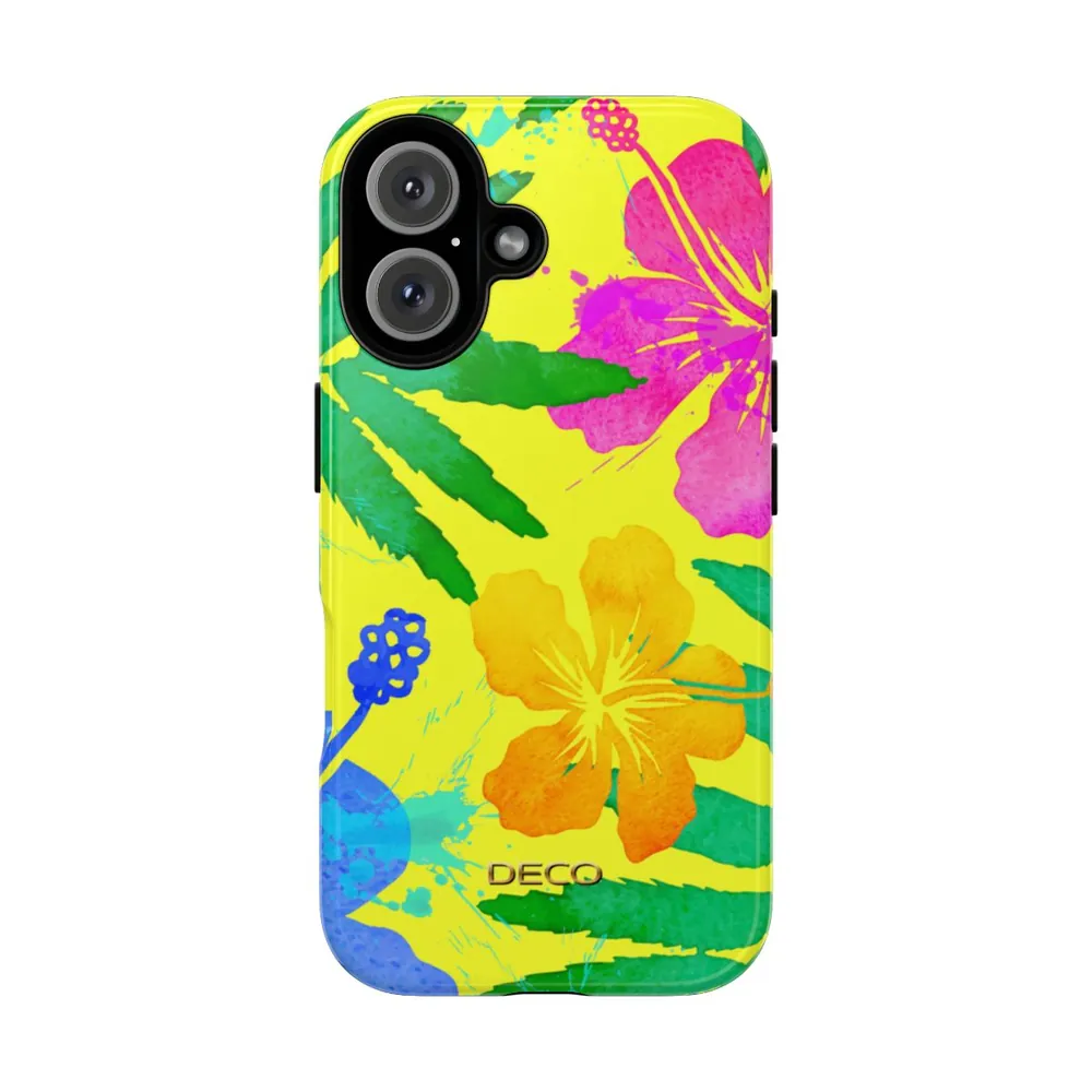 Tropical Neon Floral Tough Phone Case