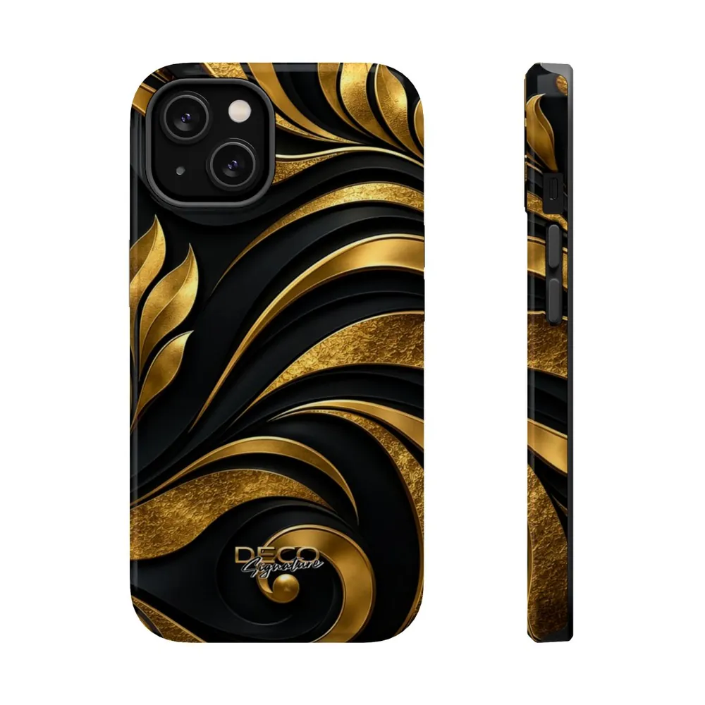 Luxury Textured Black & Gold Inlay DECO Signature MagSafe Impact-Resistant Phone Case