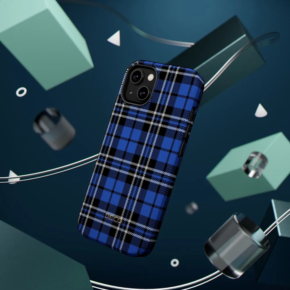 Royal Blue Tartan Plaid MagSafe Impact-Resistant Phone Case