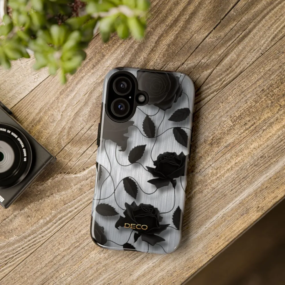 Black Rose Floral Tough Phone Case