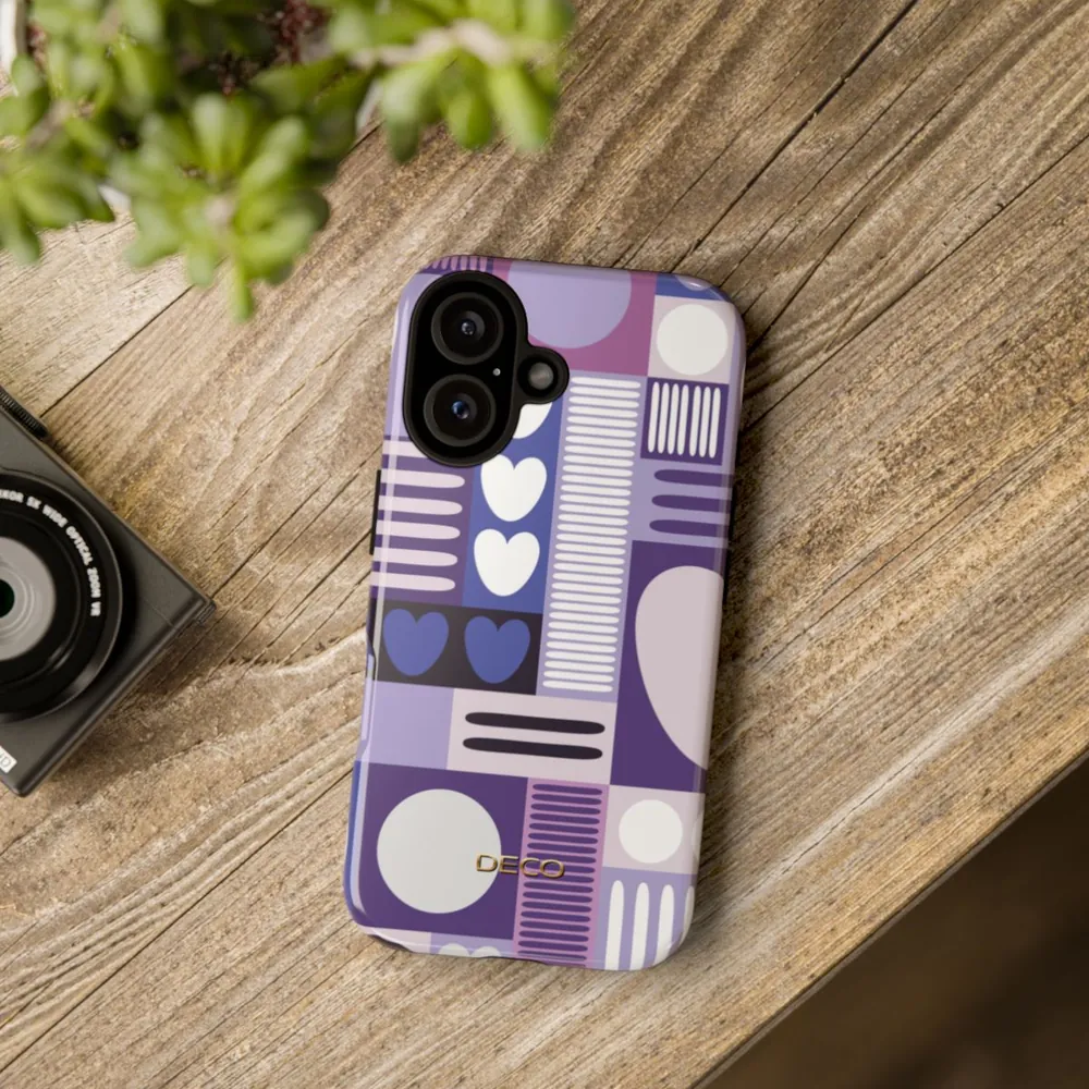 Deep Purple Graphic Hearts Tough Phone Case