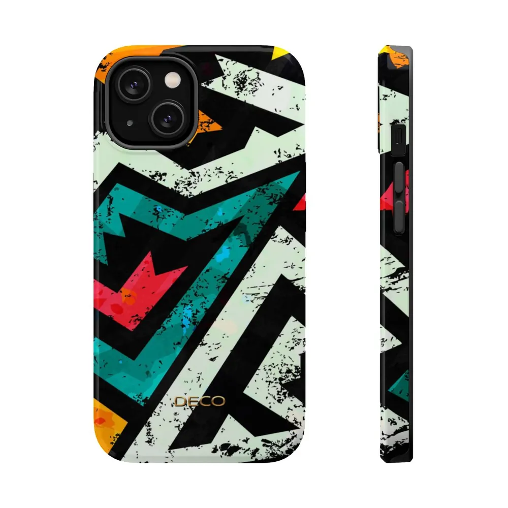 Distressed Frenzy Geometric MagSafe Impact-Resistant Phone Case