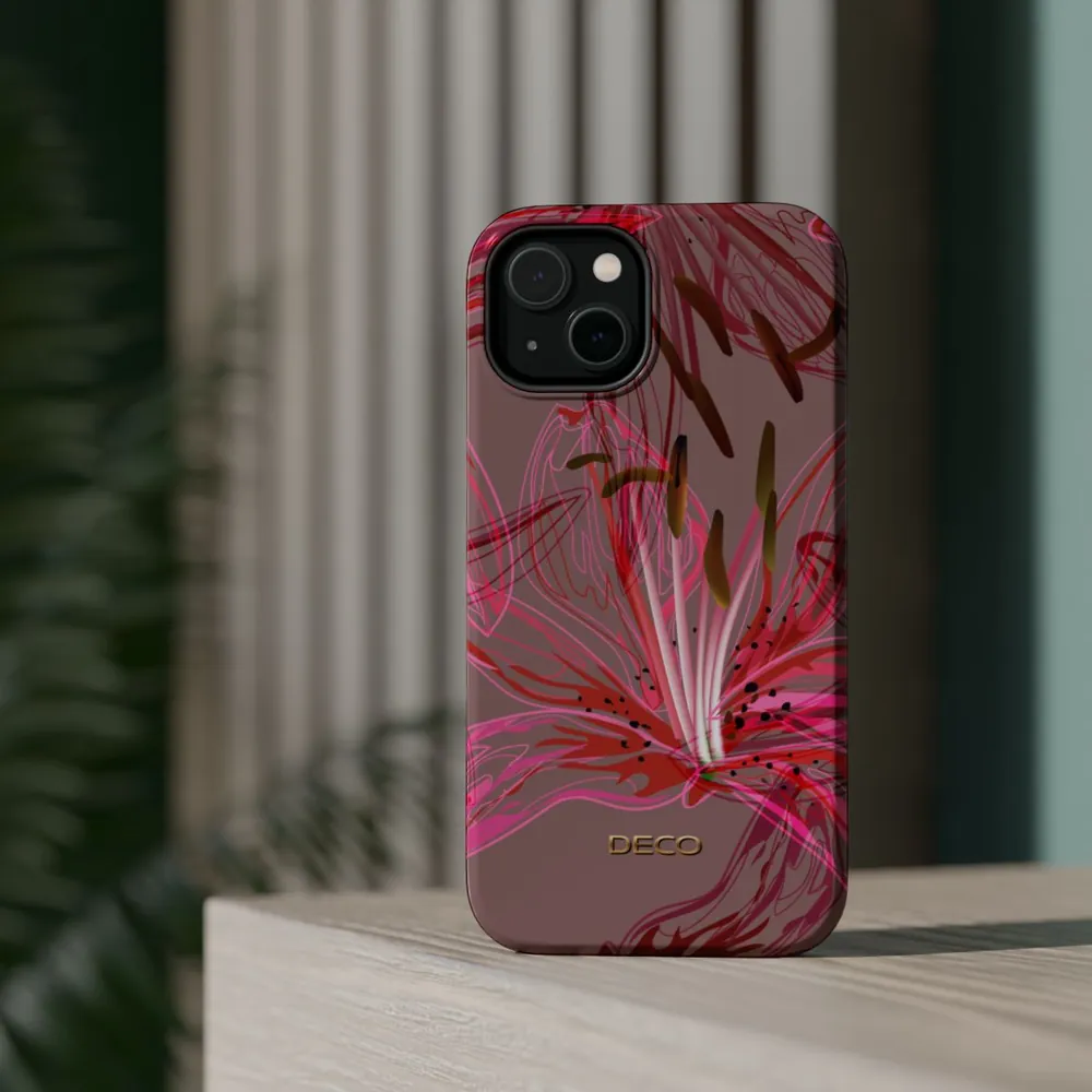 Stargazer Lily Floral MagSafe Impact-Resistant Phone Case