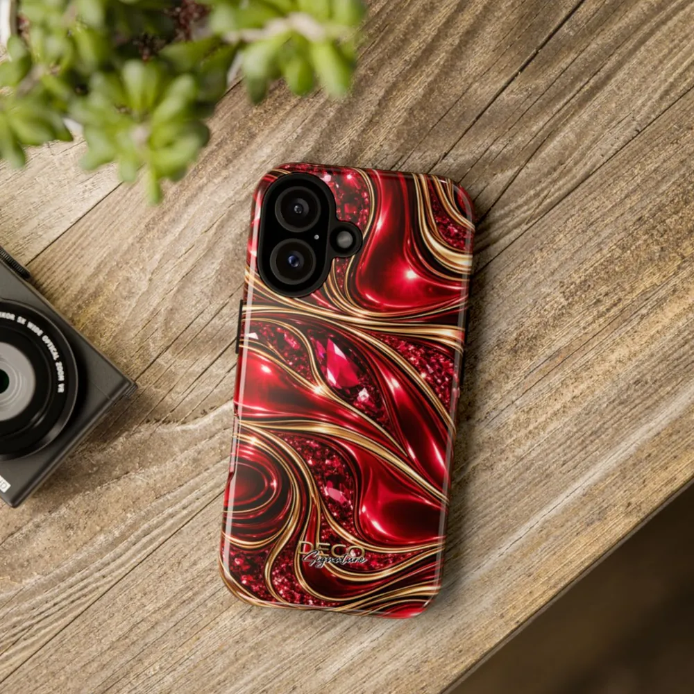 Luxury Liquid Gold & Ruby Reds DECO Signature Tough Phone Case