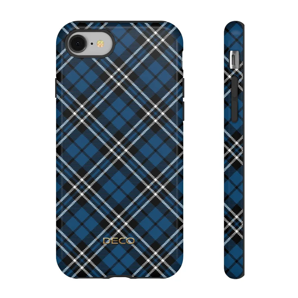 Blue Diagonal Tartan Plaid Tough Phone Case