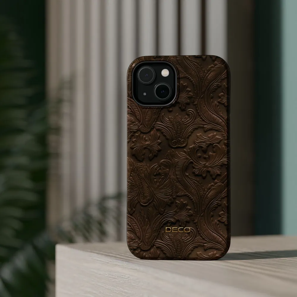 Classic Tooled Western Leather MagSafe Impact-Resistant Phone Case