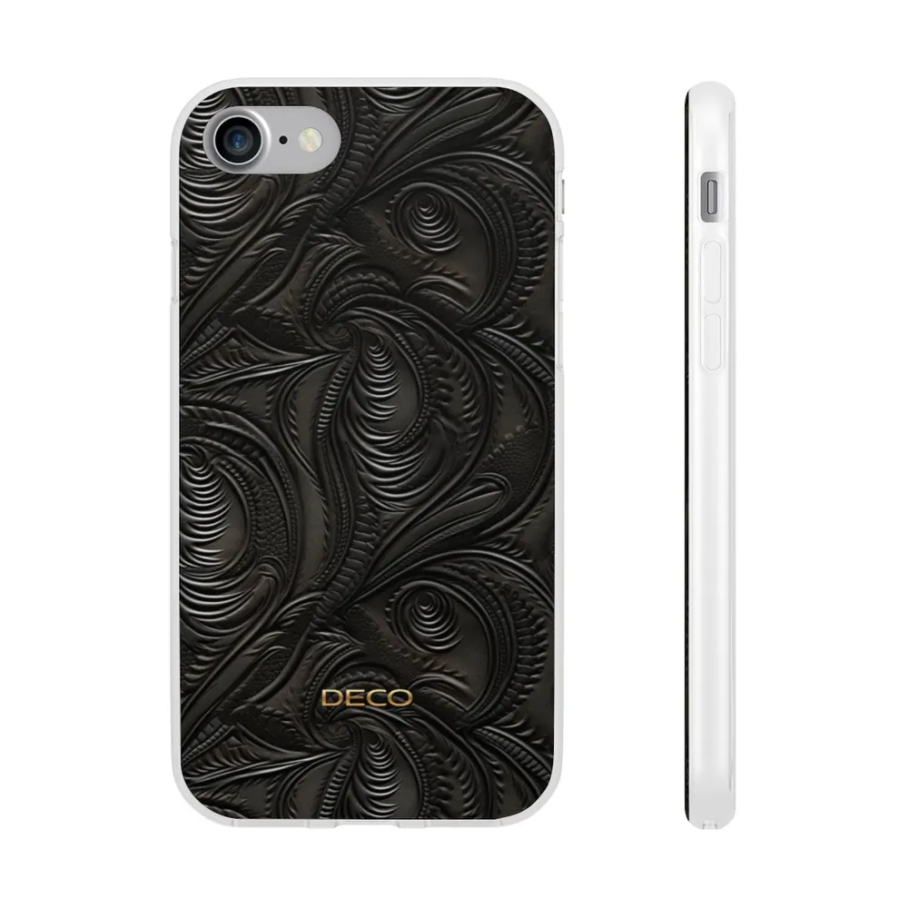 Black Tooled Western Leather Phone Case