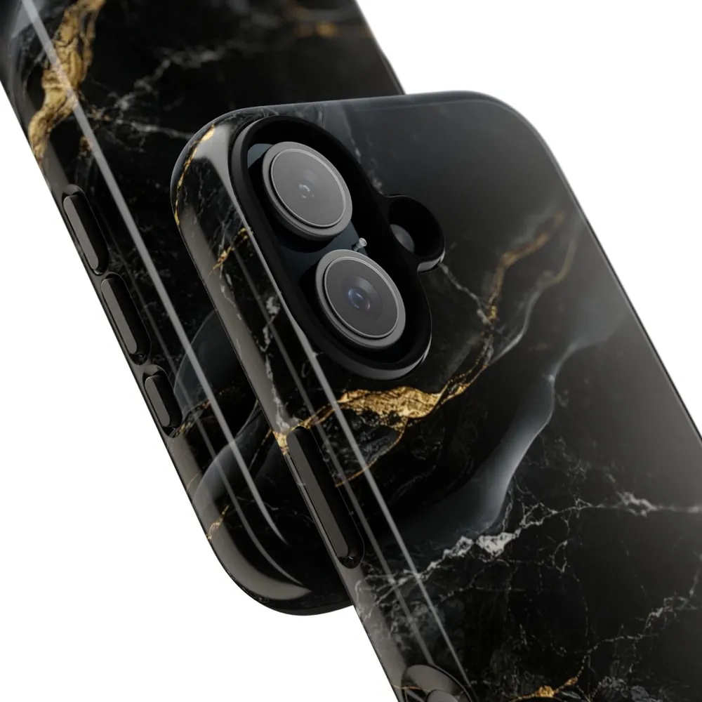 Luxury Black & Gold Textured Marble DECO Signature Tough Phone Case
