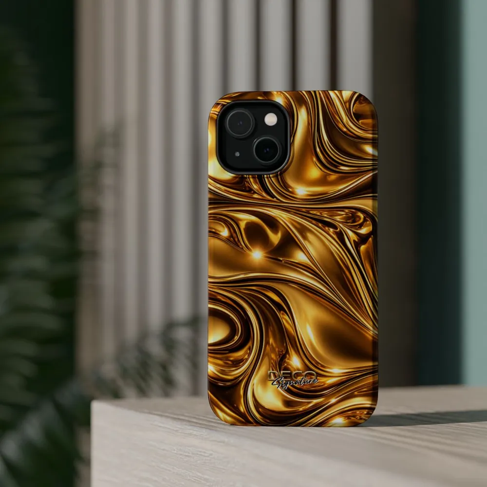 Luxury Liquid Gold DECO Signature MagSafe Impact-Resistant Phone Case
