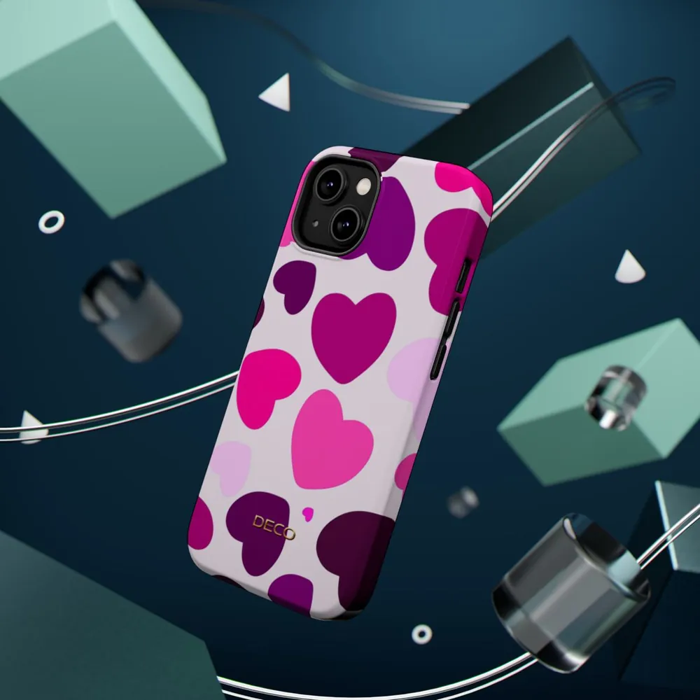 Pink Hearts MagSafe Impact-Resistant Phone Case