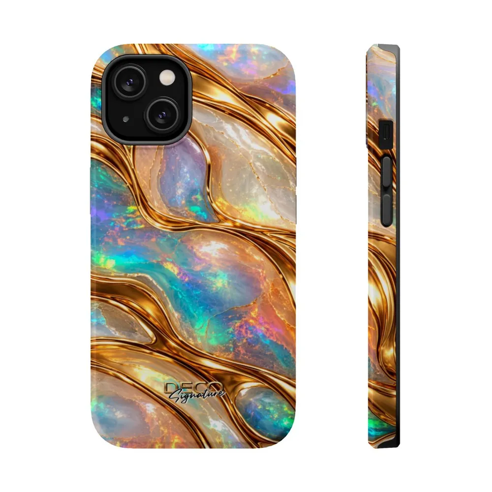 Luxury Opal & Gold DECO Signature MagSafe Impact-Resistant Phone Case