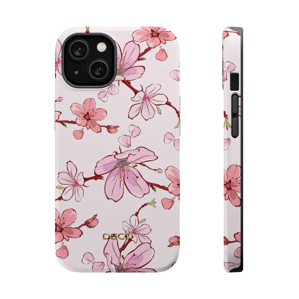 Pink Cherry Blossoms Floral MagSafe Impact-Resistant Phone Case