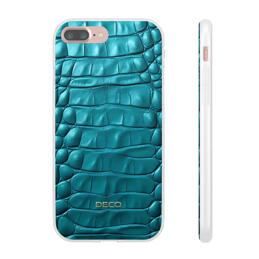 Teal Crocodile Skin Phone Case