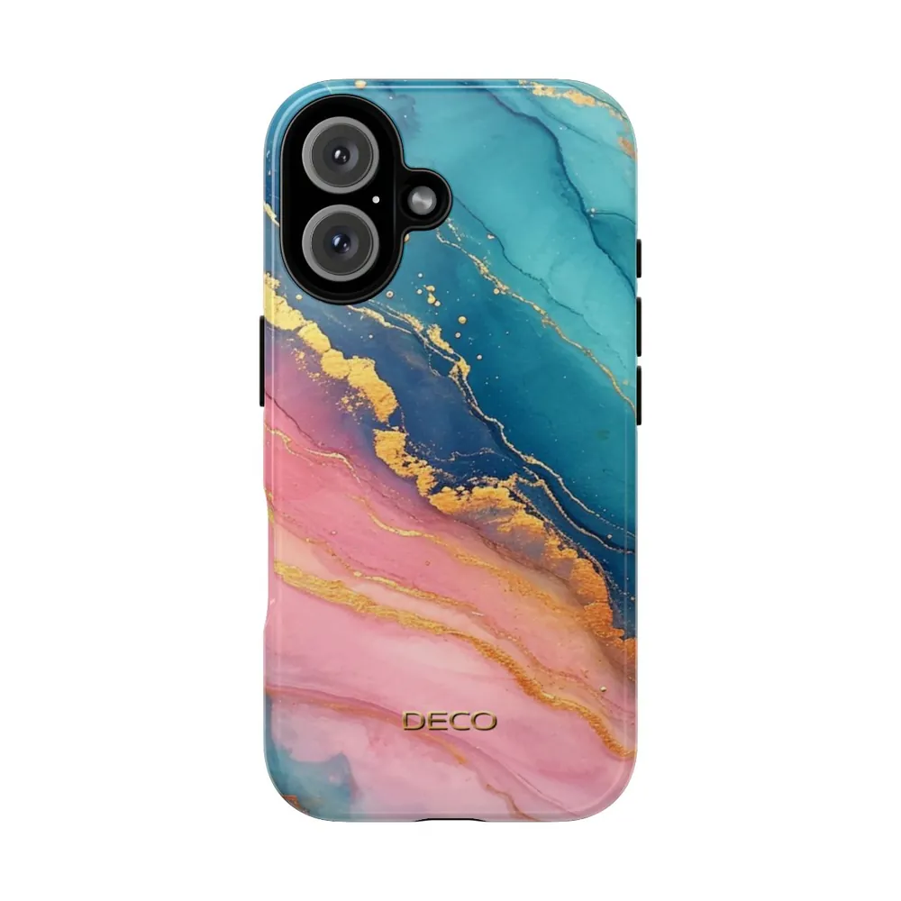 Pastel Gold Pinks & Blues Watercolor Marble Tough Phone Case