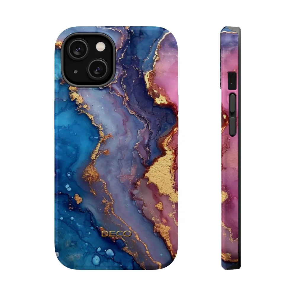 Purples & Gold Watercolor Marble MagSafe Impact-Resistant Phone Case