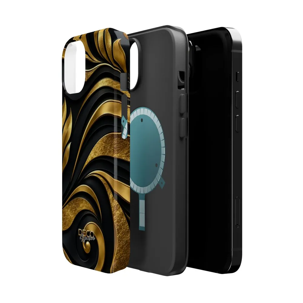 Luxury Textured Black & Gold Inlay DECO Signature MagSafe Impact-Resistant Phone Case