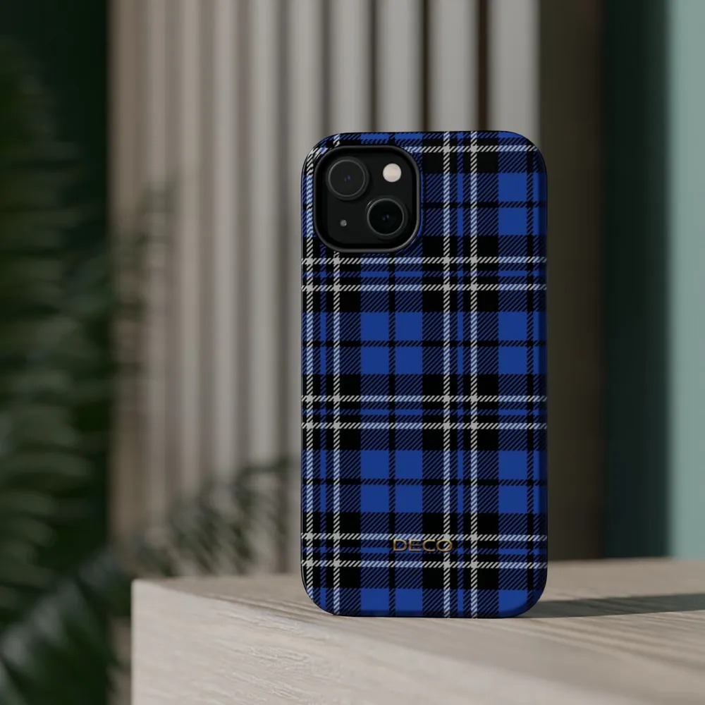 Royal Blue Tartan Plaid MagSafe Impact-Resistant Phone Case