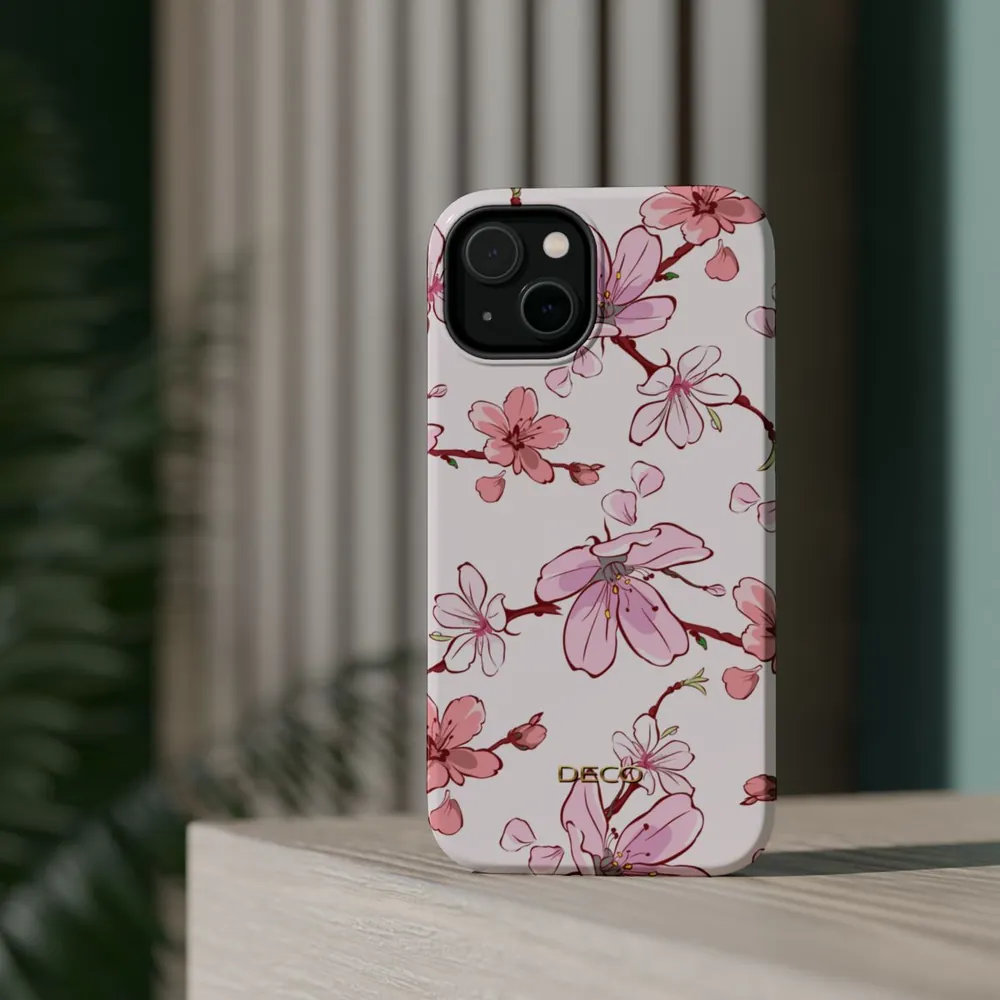 Pink Cherry Blossoms Floral MagSafe Impact-Resistant Phone Case