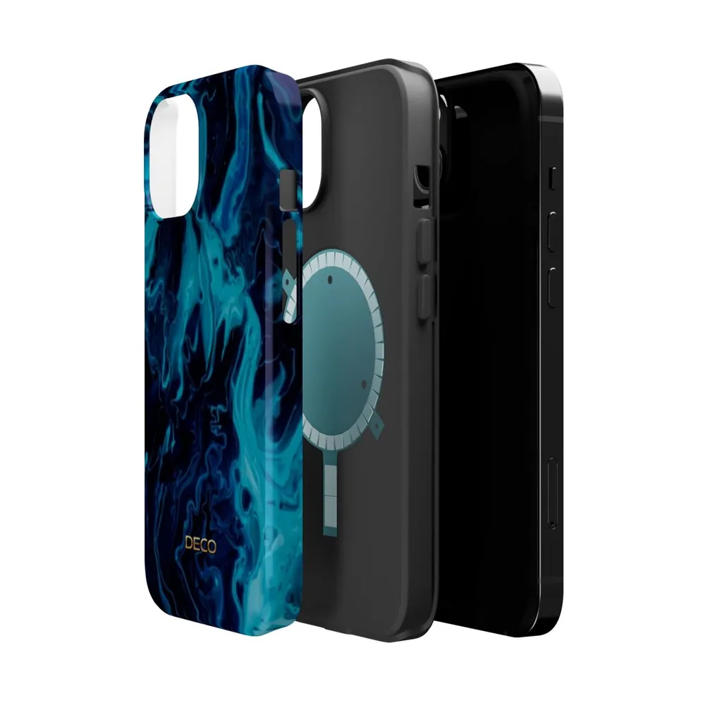 Shades of Blue Swirl MagSafe Impact-Resistant Phone Case