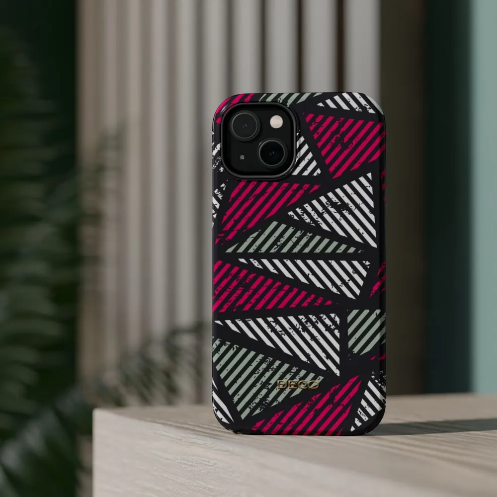 Distressed Magenta Geometric MagSafe Impact-Resistant Phone Case