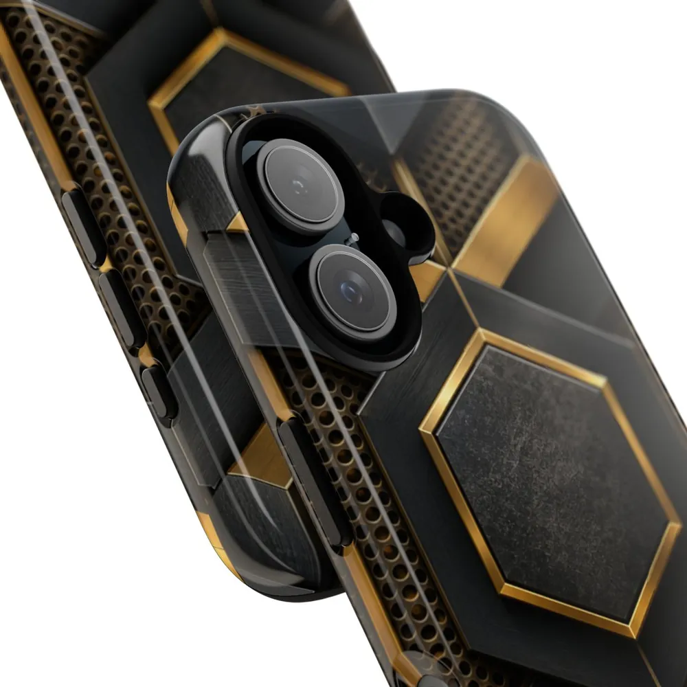 Industrial Brushed Black Metal & Brass Tough Phone Case