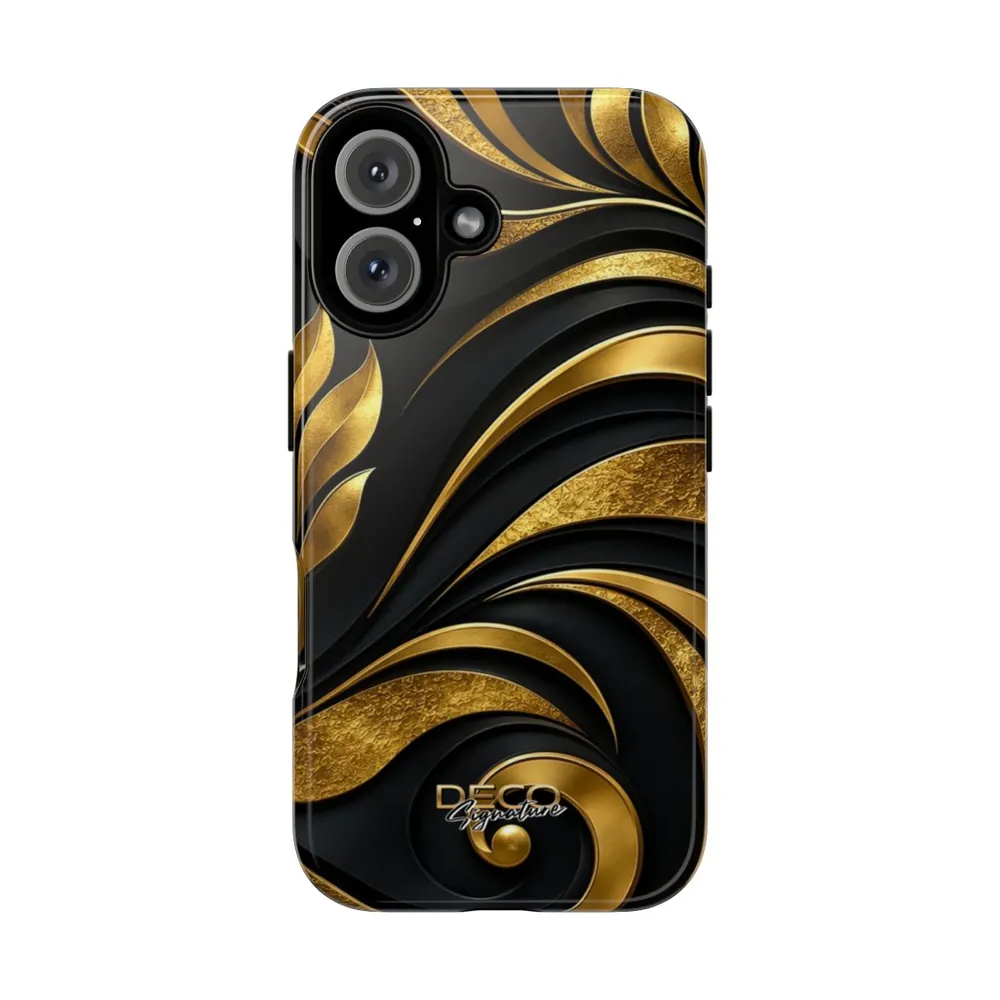 Luxury Textured Black & Gold Inlay DECO Signature Tough Phone Case