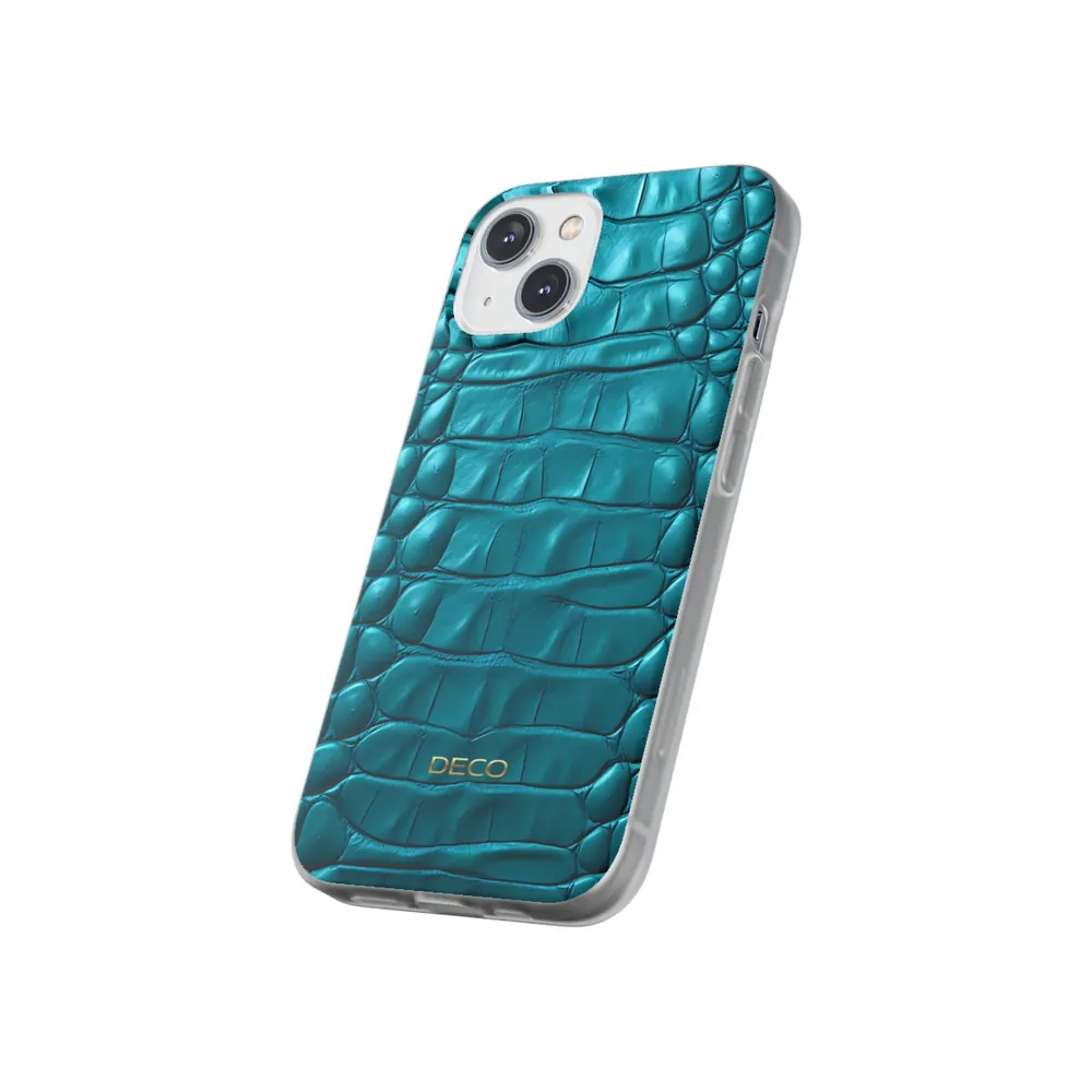 Teal Crocodile Skin Phone Case