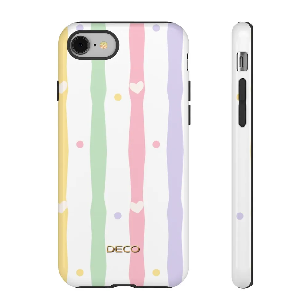 Pastel Heart Stripes Tough Phone Case