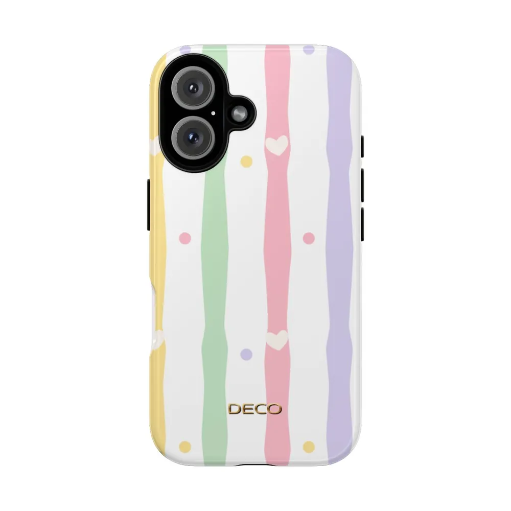 Pastel Heart Stripes Tough Phone Case