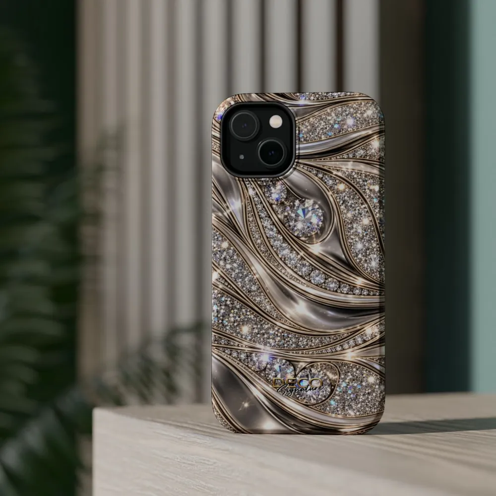 Luxury Sparkling Diamonds & Platinum DECO Signature MagSafe Impact-Resistant Phone Case