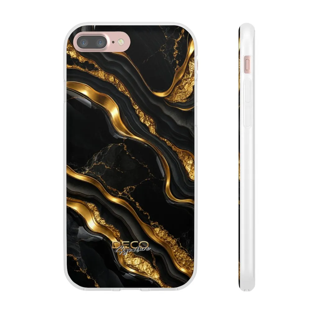 Luxury Textured Black Onyx & Gold DECO Signature Phone Case