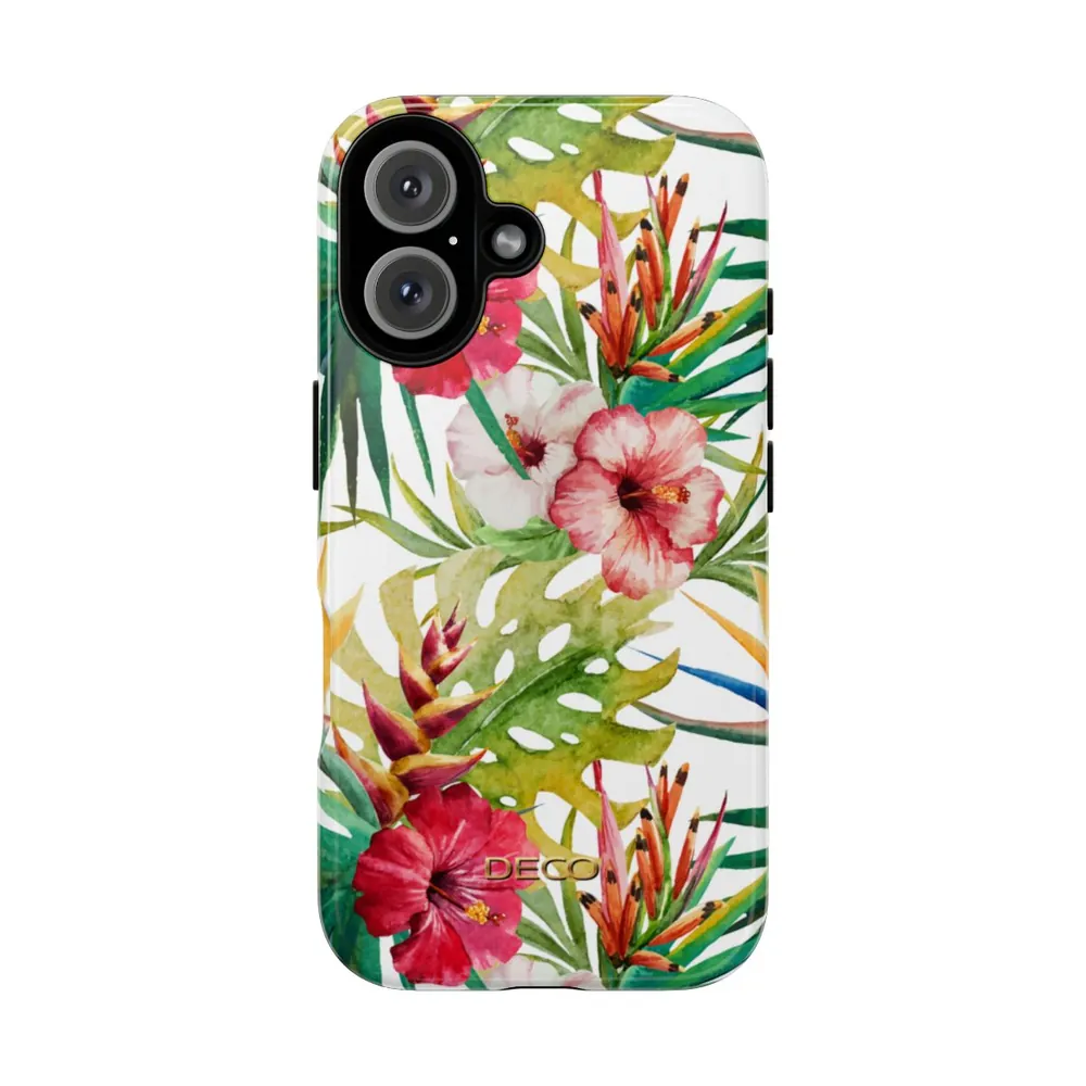 Watercolor Tropical Hibiscus Floral Tough Phone Case