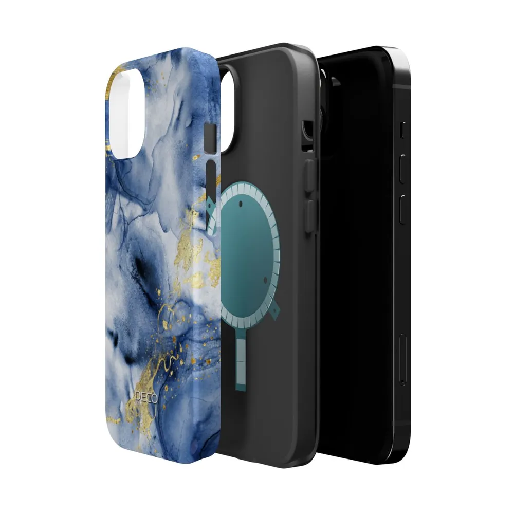Blue & Gold Marble MagSafe Impact-Resistant Phone Case
