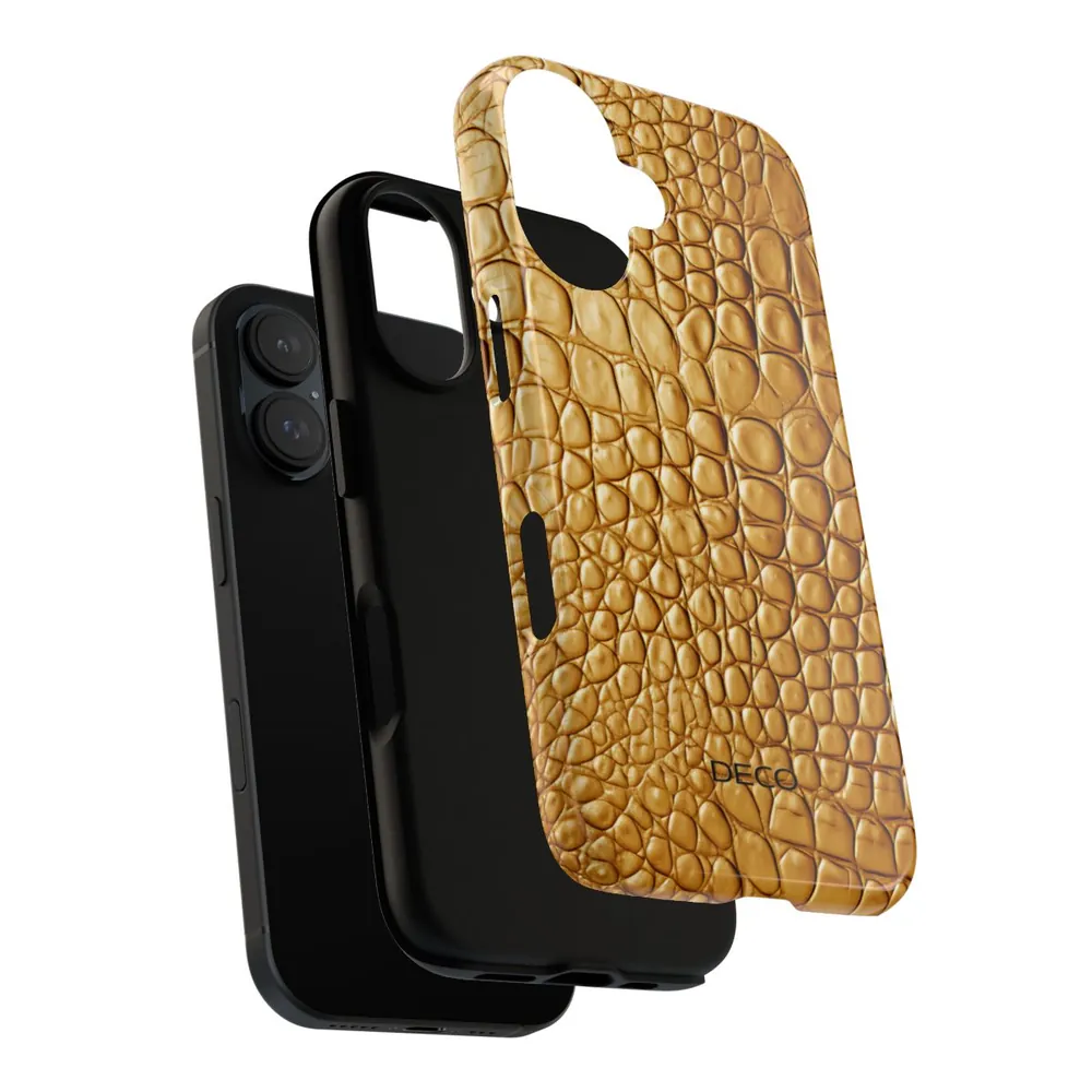 Gold Crocodile Skin Tough Phone Case