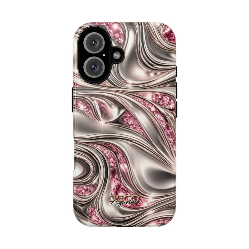 Luxury Liquid Platinum & Pink Diamonds DECO Signature Tough Phone Case